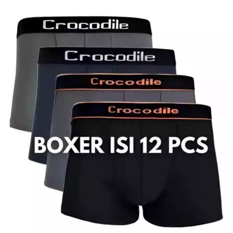 ISI 12 PCS Celana Dalam Pria Boxer Laki Laki Remaja Dewasa Cd Muraha Motif Polos