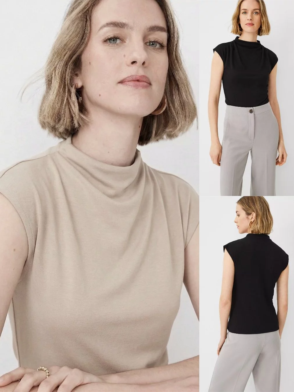 Kaos Kutung Leher Mock-Neck AT Sleeveless Tee - 2236