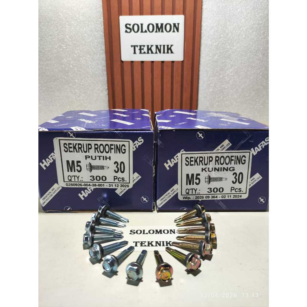 Jual Sekrup roofing putih / kuning M5 x 30 Hafas Per Kotak isi 300 pcs ...