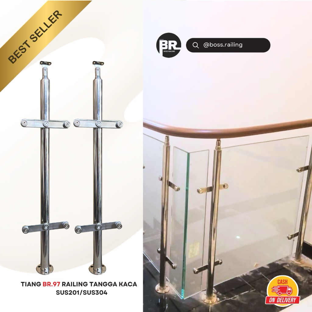 Jual TIANG RAILING STAINLES PIPA BULAT MODEL KACA MINIMALIS TANGGA ...