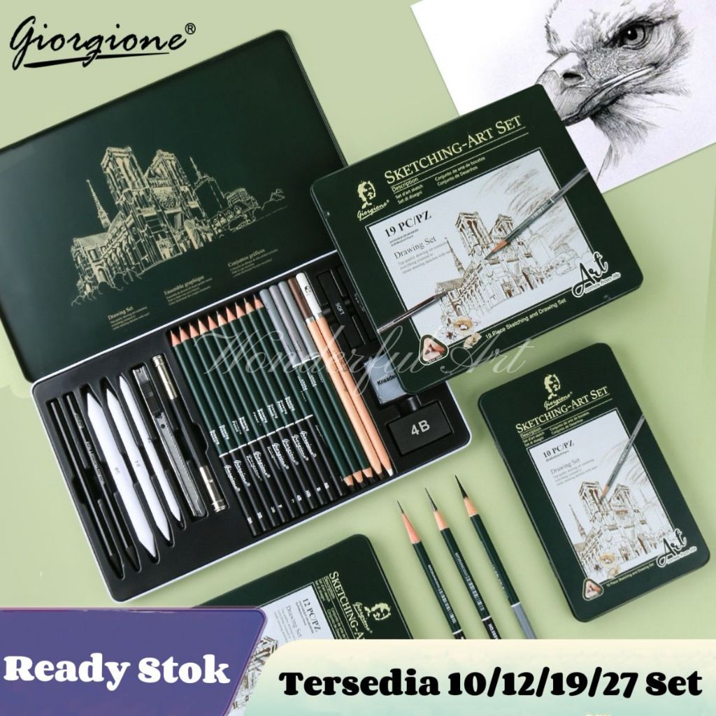 Jual Giorgione Set Kuas Sketsa Sketch Brush Set Profesional Pensil ...