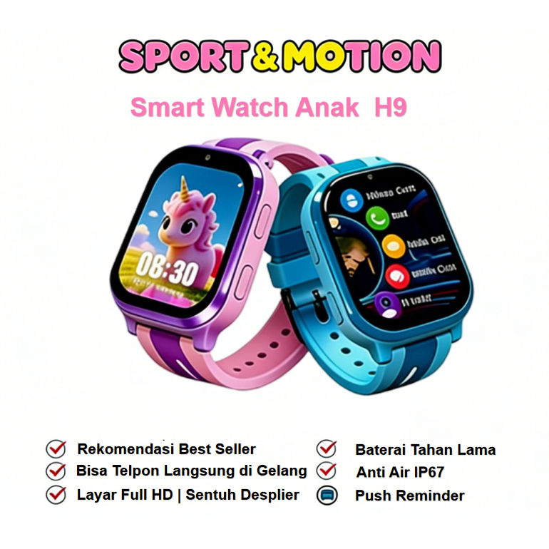 Jam Tangan Pintar Anak Smartwatch H9 4G Video Call Telepon Kamera GPS SOS Lacak Lokasi Dari Mana Saja Support SIM Anti Air IP67