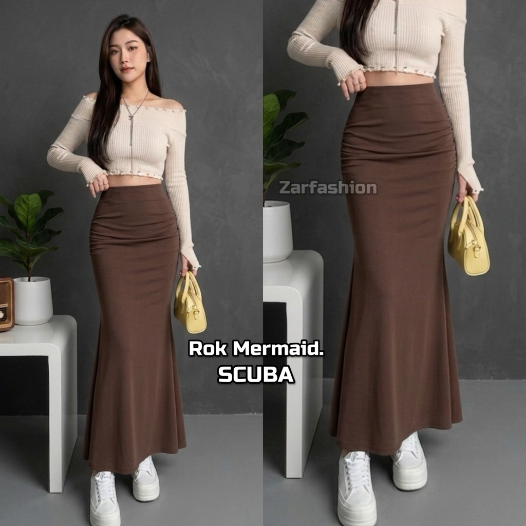 Jual ZF Rok Duyung Lunar Mermaid Skirt Scuba Tebal Stretch - Rok Flare ...