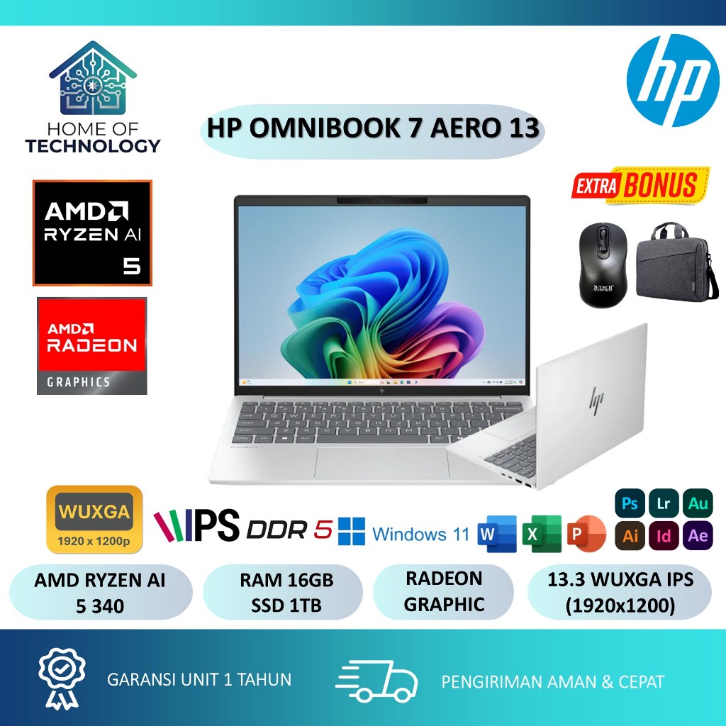 Jual LAPTOP HP OMNIBOOK 7 AERO 13 AMD RYZEN AI 5 340 16GB DDR5 1TB ...