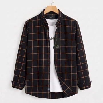 Kemeja Flanel Pria MOTIF SULTAN Lengan Panjang Kualitas Premium Slimfit Motif Garis Hitam