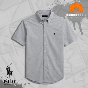 Kemeja Polos Pria Lengan Pendek P.O.L.O'S. Premium Quality. Logo Bordir Casual Model Slimfit