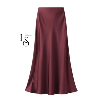 Rok Satin Silk A Line Mermaid Skirt Korean Style Model