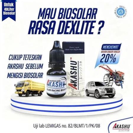 Cetane Diesel Booster Akashu Aditif bio Solar Fuel Treatment Injector Cleaner botol 10ml rasa Dexlite Lebih Irit Kurangi Asap Hitam Mobil Bus Kurang Tenaga Boros BBM Produk Recommended Repeat Order Pembersih Filter Solar B50