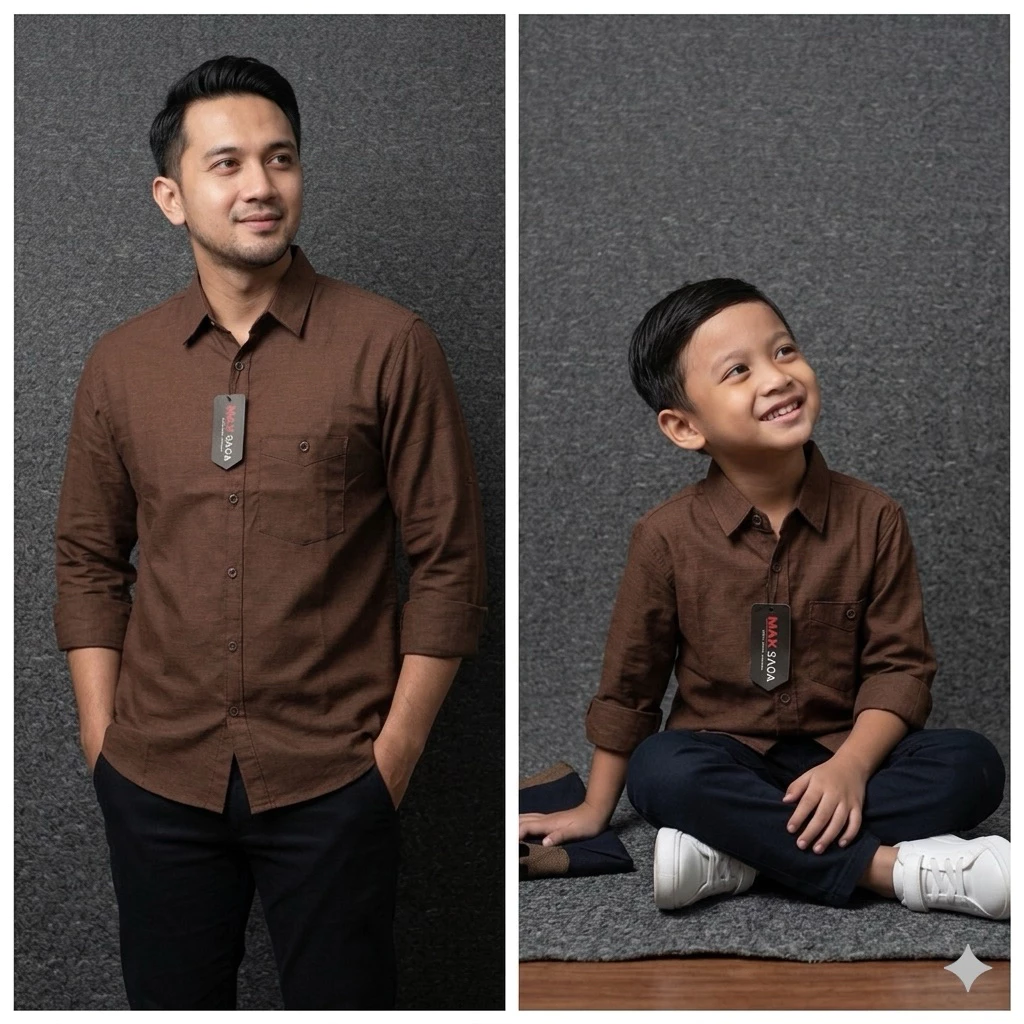 Kemeja Couple Ayah & Anak Katun Sigaret