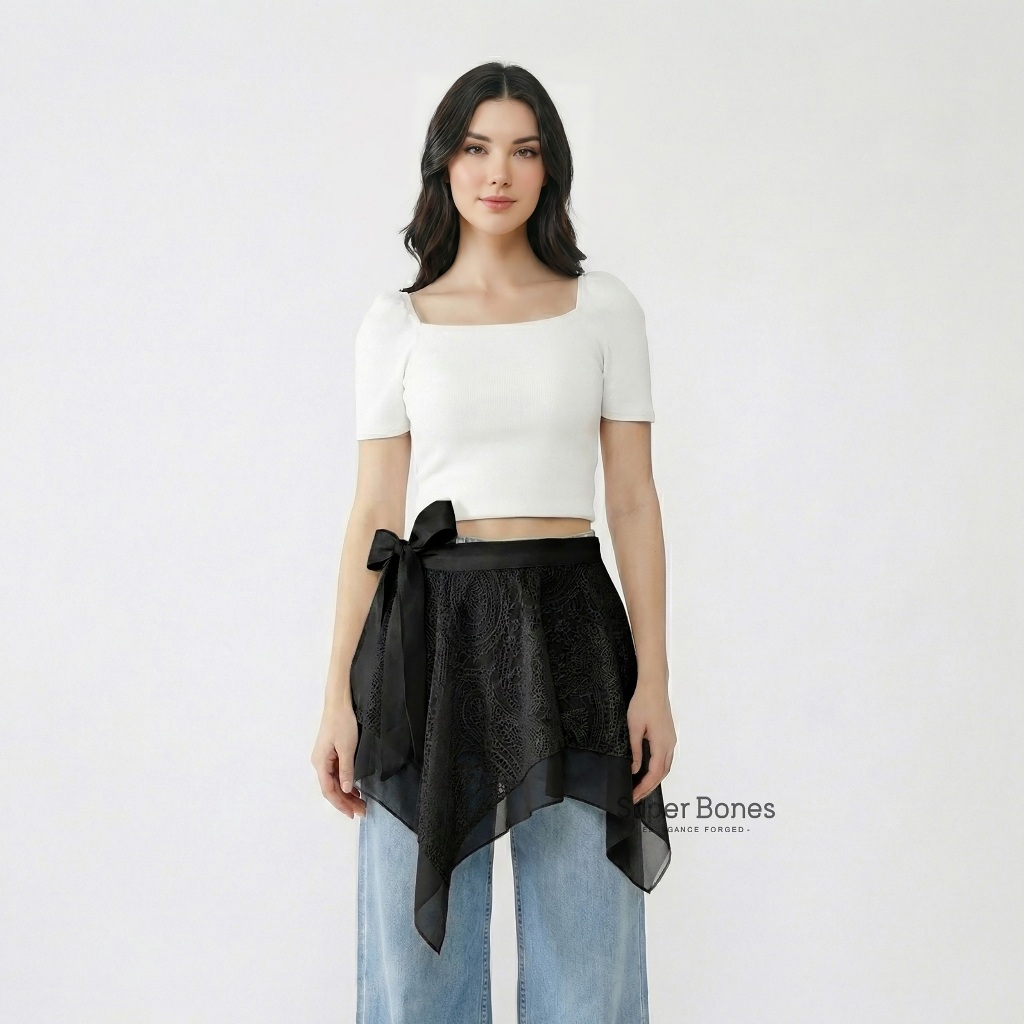 Jual SILVER BONES Eve Lace Ribbon Skirt - Rok Renda Pita Curtain Skirt ...