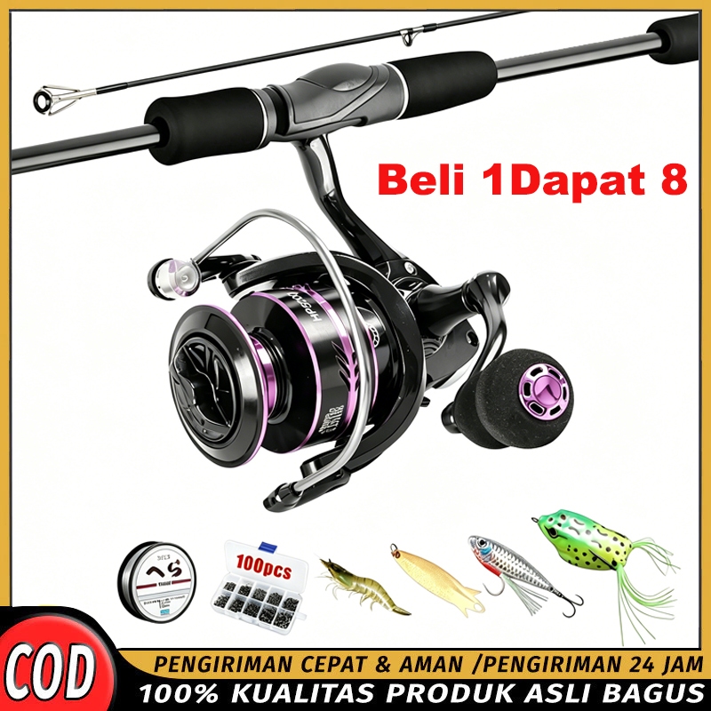 Joran Pancing Set HP1000-7000 Reel Pancing Senar Pancing Umpan Combo pancingan Set Lengkap Pancing 1.65-2.4M