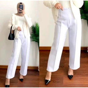 Celana Kulot Scuba Premium Zipper Cullote Scuba Jumbo Celana Kantor Wanita
