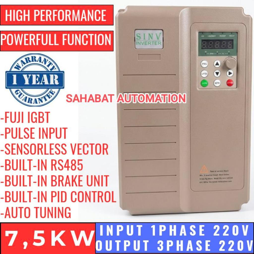 Jual Inverter 1 Phase ke 3 Phase 7,5KW 10HP 220V Inverter Input 1 phase ...