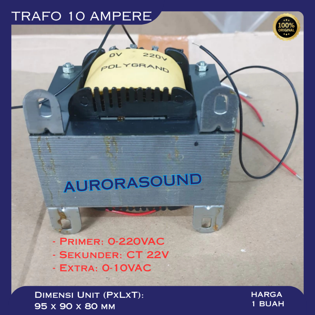 Jual TRAFO 10 AMPERE POLYGRAND TRAVO 10A CT 22 VOLT EXTRA 0 - 10 VOLT ...