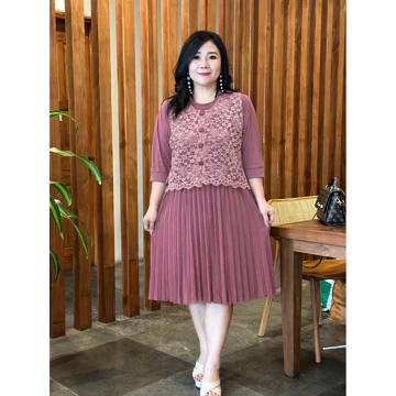 Fina Bigsize (Amelia Dress Brukat) Dress Wanita Jumbo Bigsize
