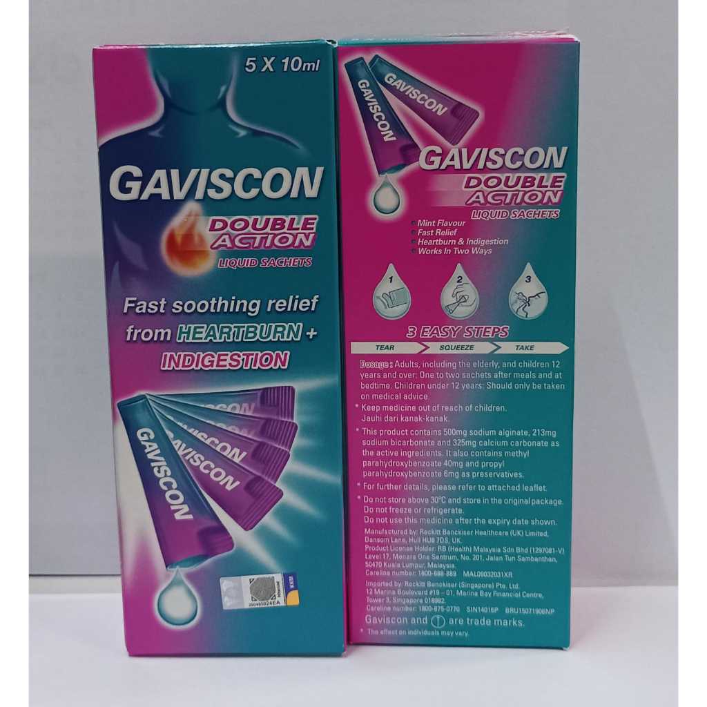 Jual Obat Maag Gaviscon Double Action Liquid Sachets 5x10ml/Obat Maag ...