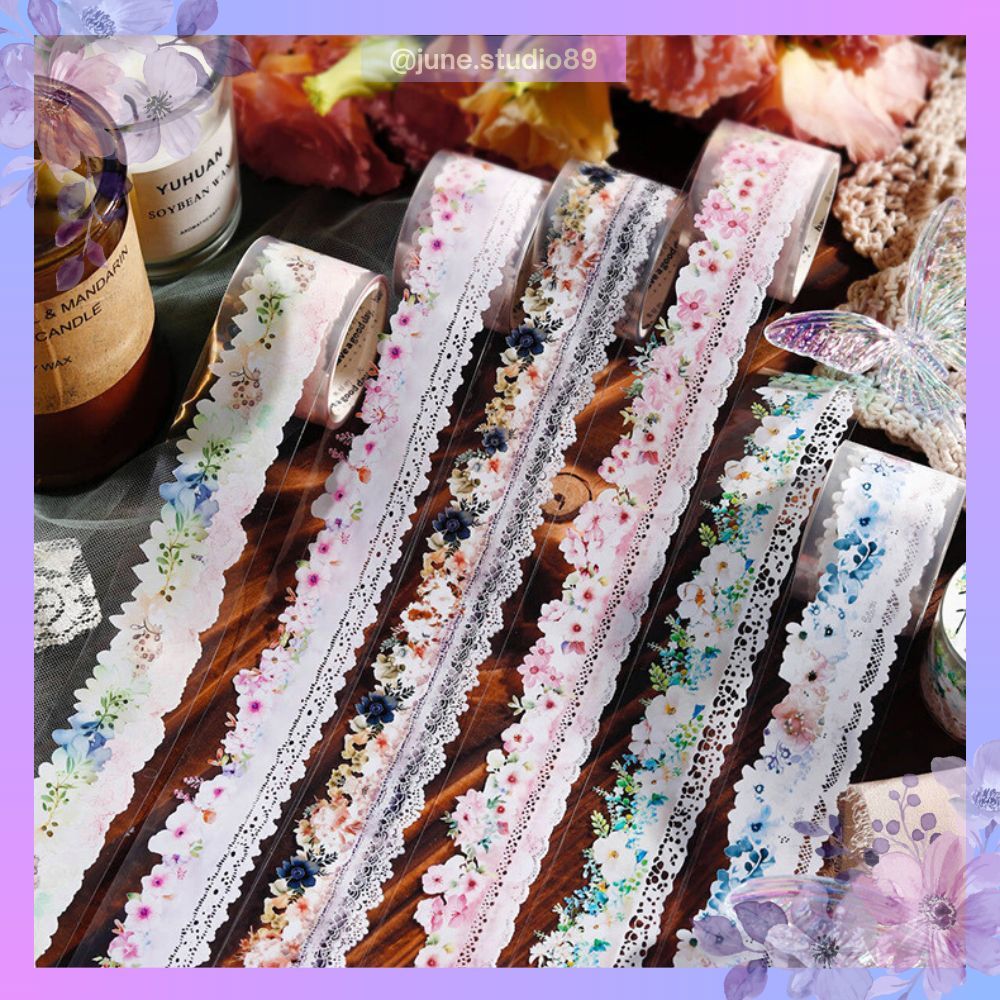 Jual [JUNE] WT Floral Lace Washi Tape PET Sticker Roll Selotip ...