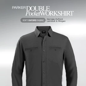 CUTOFF Parker Double Pocket Workshirt Kemeja Kerja Oxford Polos Pria Panjang