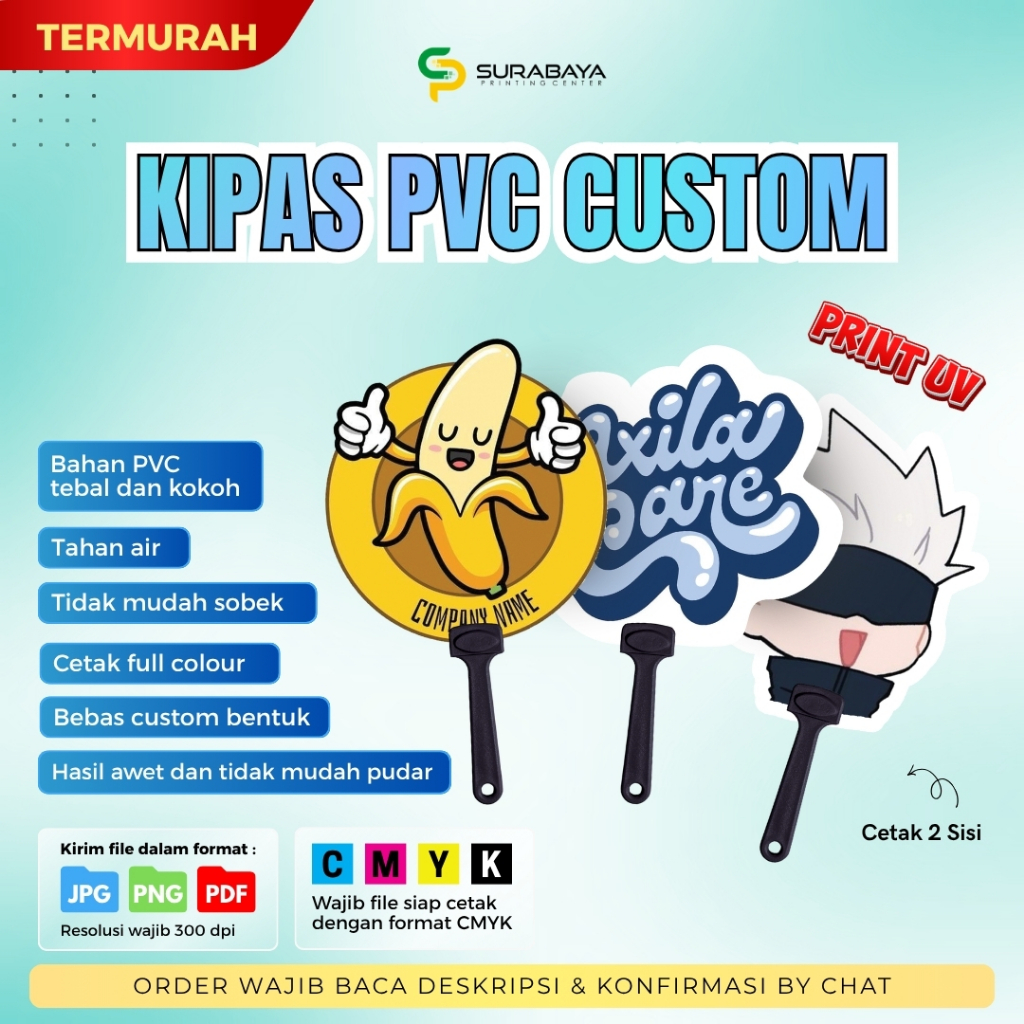 Jual Kipas PVC Custom Print UV Bahan Tebal Tahan Air Desain Full Colour ...