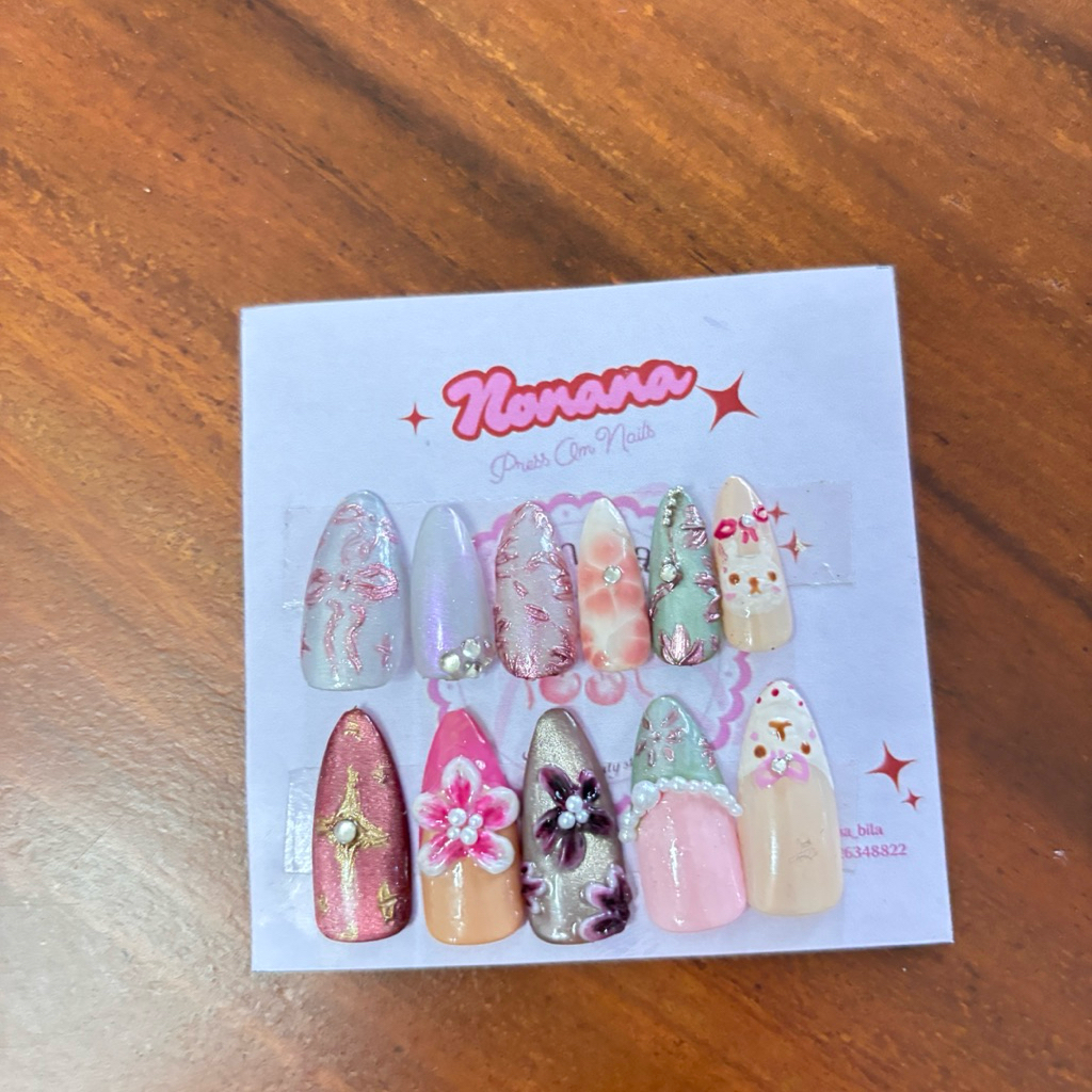 Jual ( pre order ) custom press on nails murah bebas request | Shopee ...
