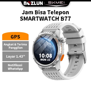 SKMEI B77 Jam Tangan Bisa Telepon Smartwatch Bluetooth Layar Besar 1.43 Notifikasi WA Tahan Air HD 60+ mode olahraga