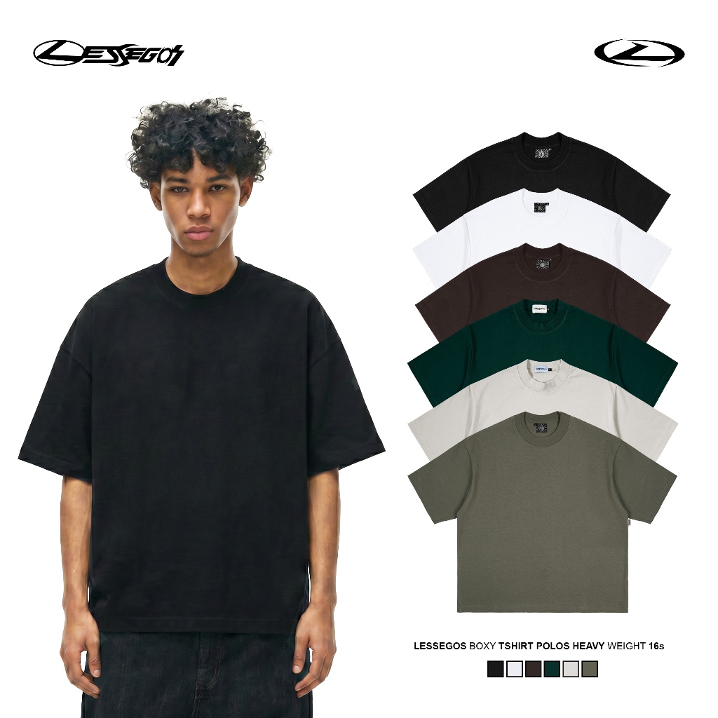 Jual Lessegos Boxy Tshirt Polos Heavyweight 16s | Shopee Indonesia