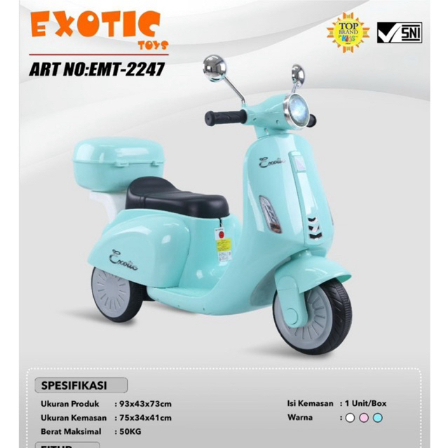 Motor Vespa Aki anak Exotic EMT 2247 Motor listrik