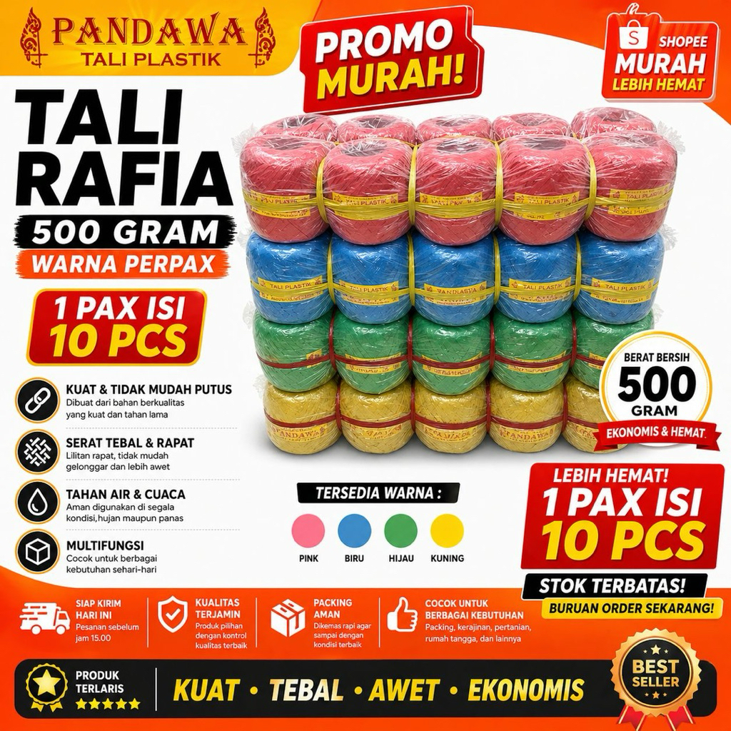 Jual Tali Rafia 1 Roll Terlengkap & Harga Terbaru Juli 2026 | Shopee ...