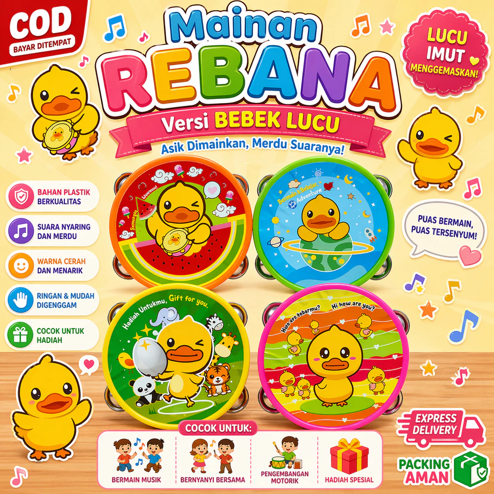 Tutu Shop Mainan Anak Kerincingan Rebana Bubu Kecrek Duck Bebek Kerincing Suara Boy Girl Fun