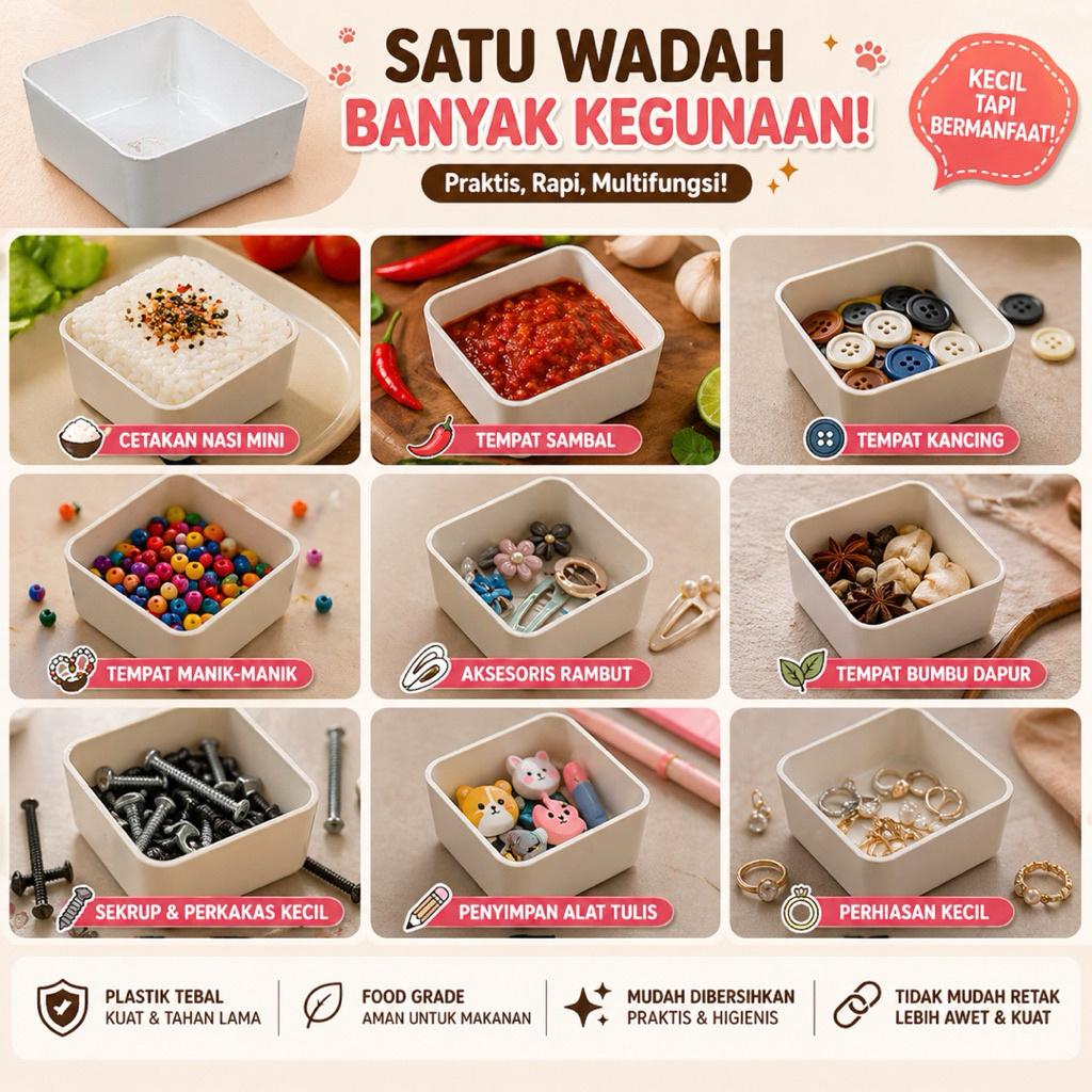 Jual (12PCS) TEMPAT KANCING ; CETAKAN NASI; TEMPAT BAUT ; KOTAK OBAT ...