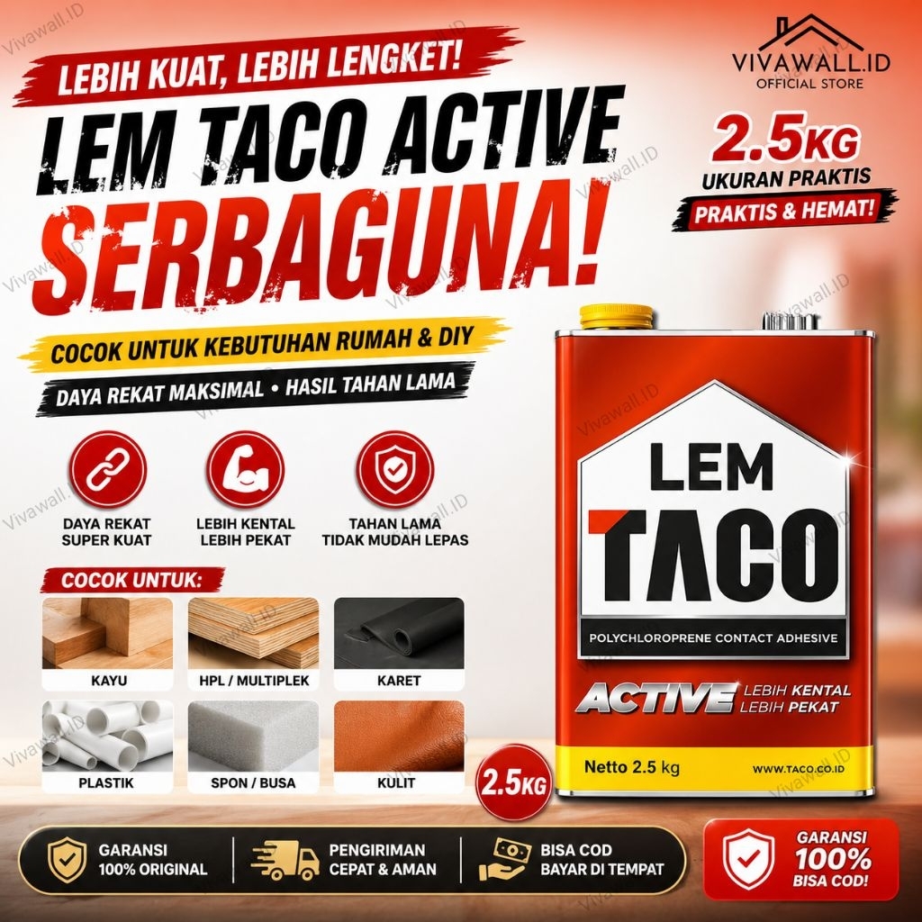 Jual Lem Kuning Taco 2,5 kg Vinyl Lantai HPL Wallpanel Panel Dinding ...