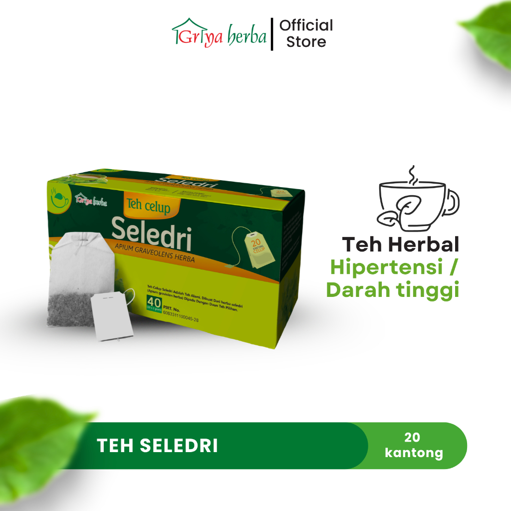 Griya Herba - Teh Daun Seledri Membantu Menurunkan Tekanan Darah Tinggi Isi 20 Kantong