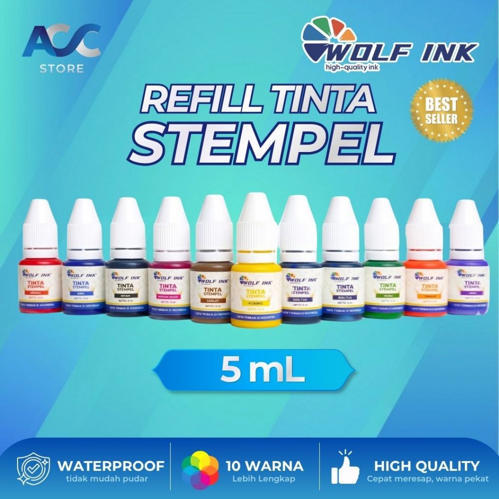 Jual Tinta Stempel WOLF INK 5 ml Refill Stamp Ink Flash Cap Stampel ...