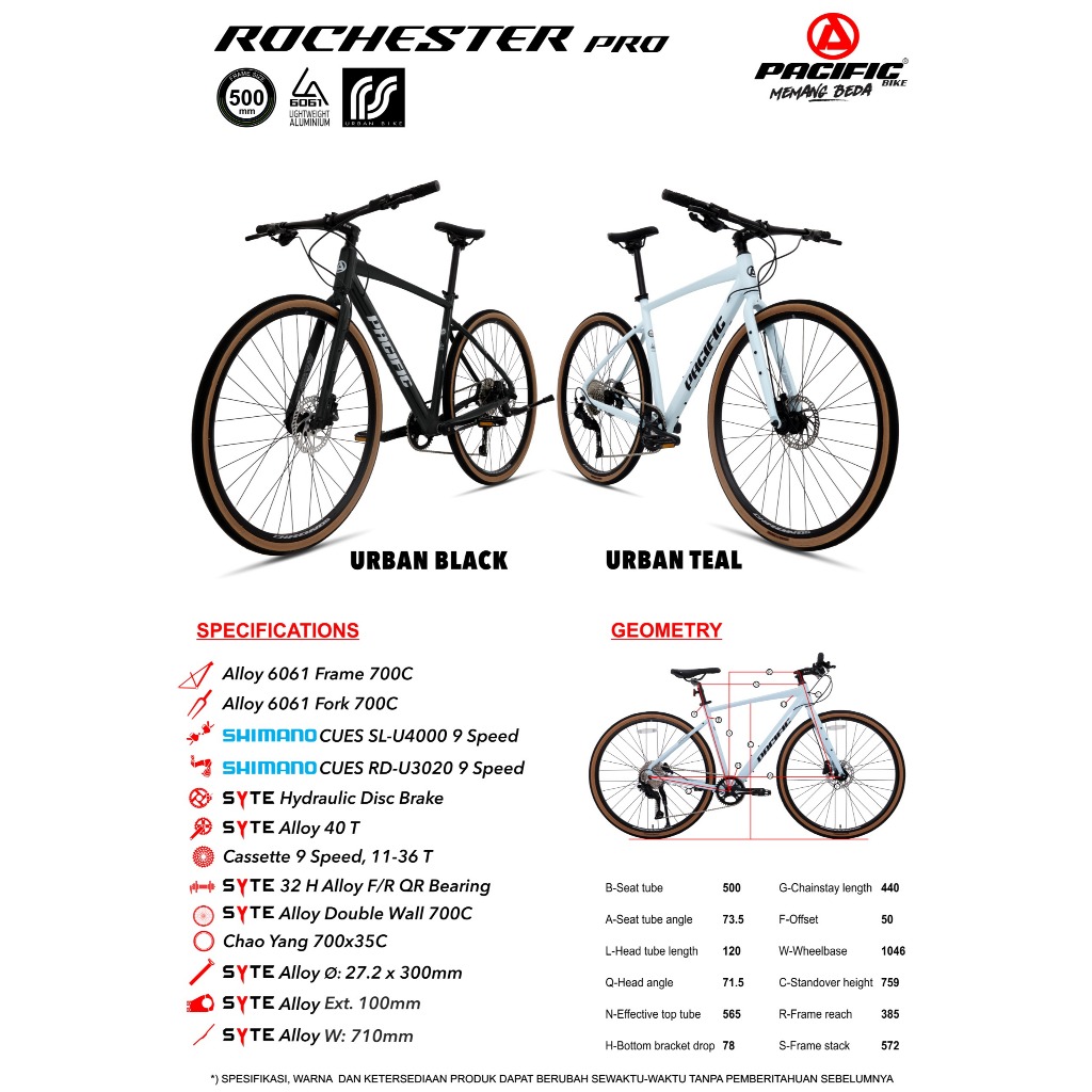 Jual SEPEDA BALAP ROADBIKE PACIFIC ROCHESTER PRO 700c 9SPEED SEPEDA ...