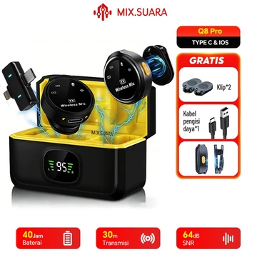 MIX.SUARA K31 Pro A37 Mic Clip On Wireless Microphone Jepit Di Baju Type C IOS 3in1 Plug Play