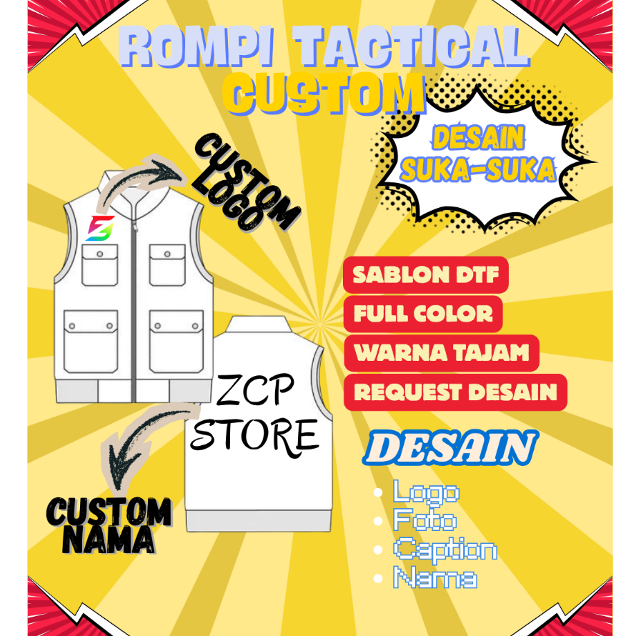 Jual ROMPI TACTICAL CUSTOM SABLON I ROMPI LAPANGAN CUSTOM I ROMPI ...