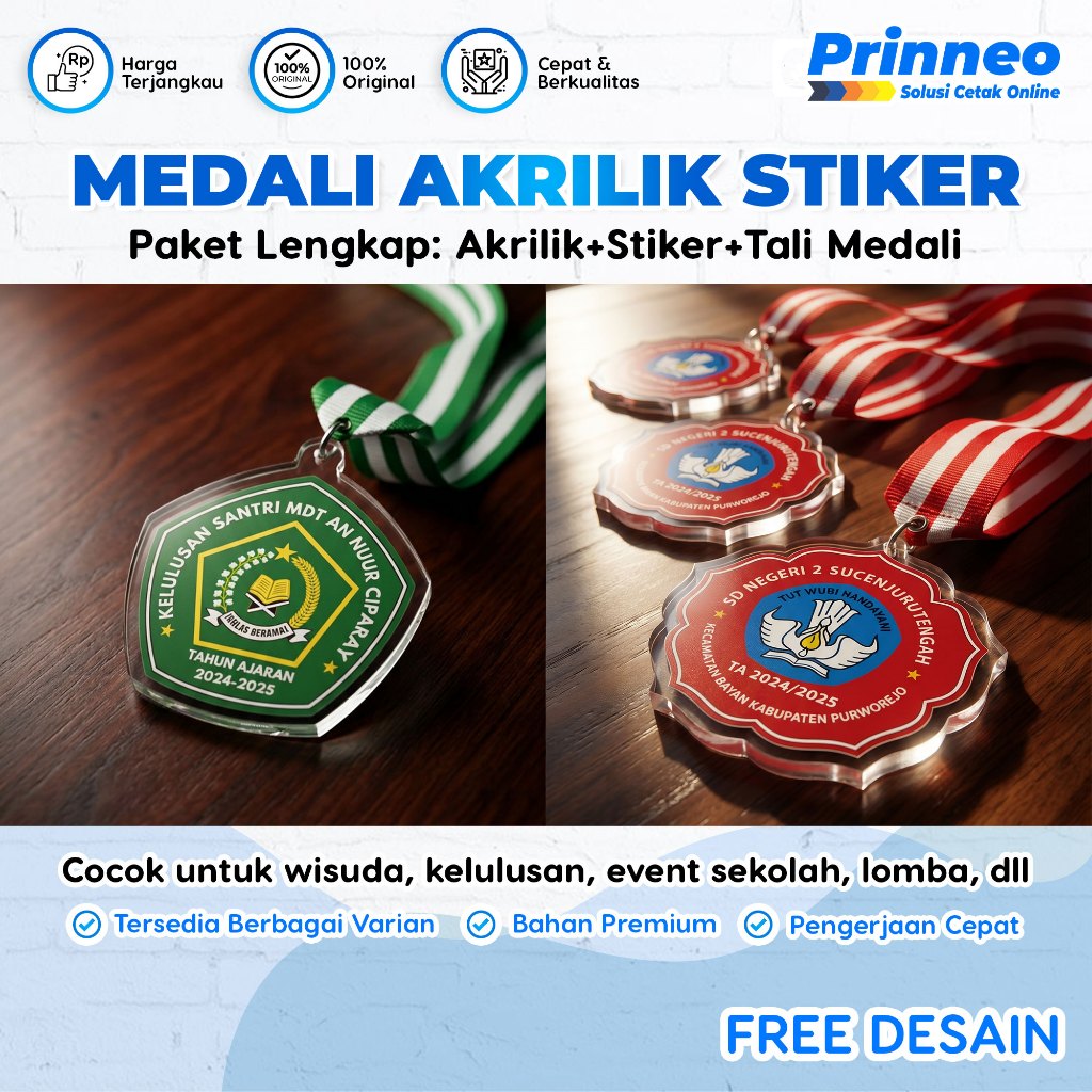 Jual Medali Custom Akrilik Sticker Wisuda Sekolah TK SD SMP SMA ...