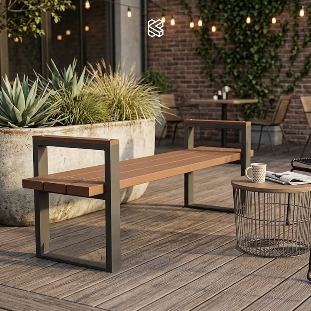 Jual Bench Outdoor Industrial Besi Kayu Solid - Bangku Panjang Cafe Dan ...