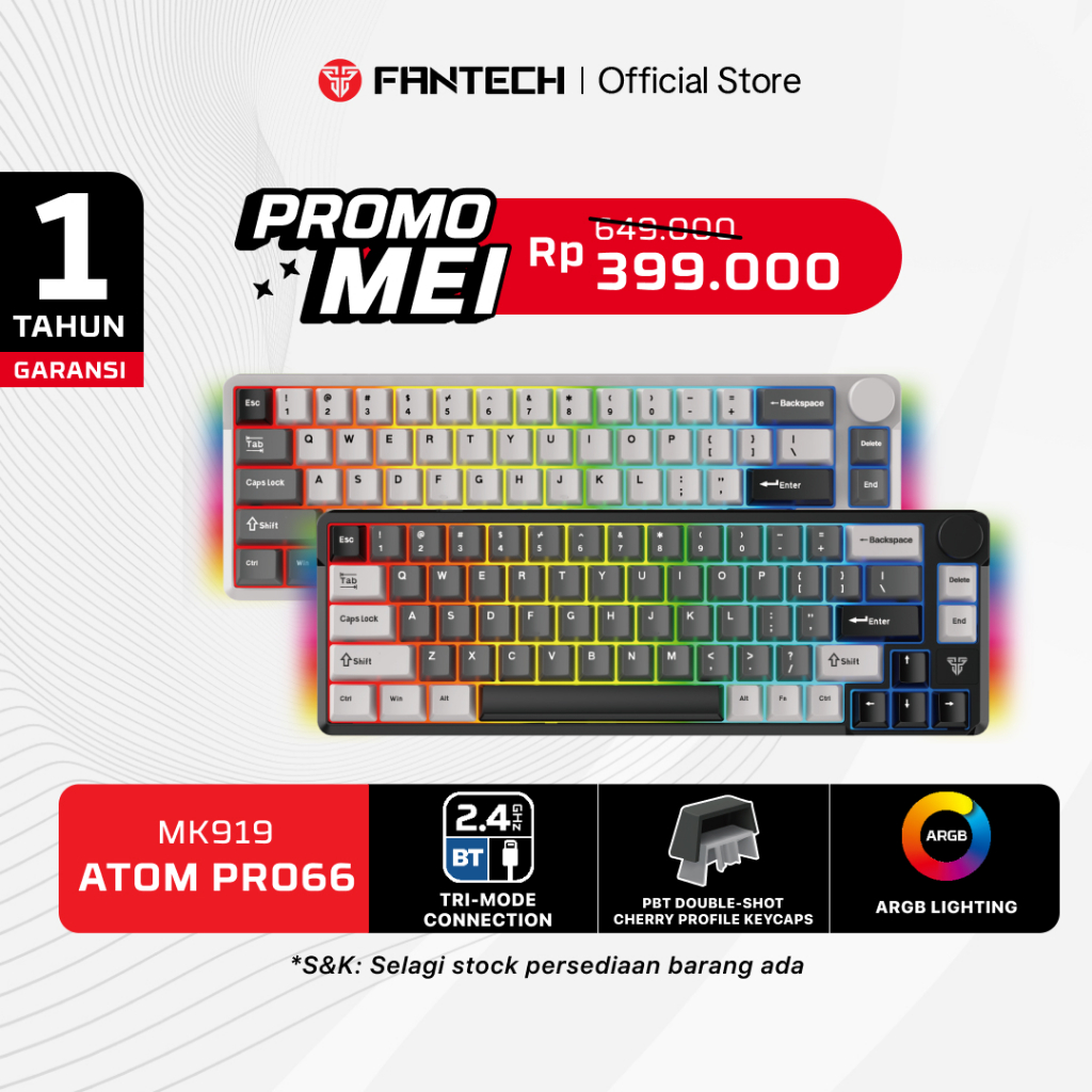 Jual Fantech ATOM PRO 66 Layout 65% Cherry Profile Wireless Keyboard ...