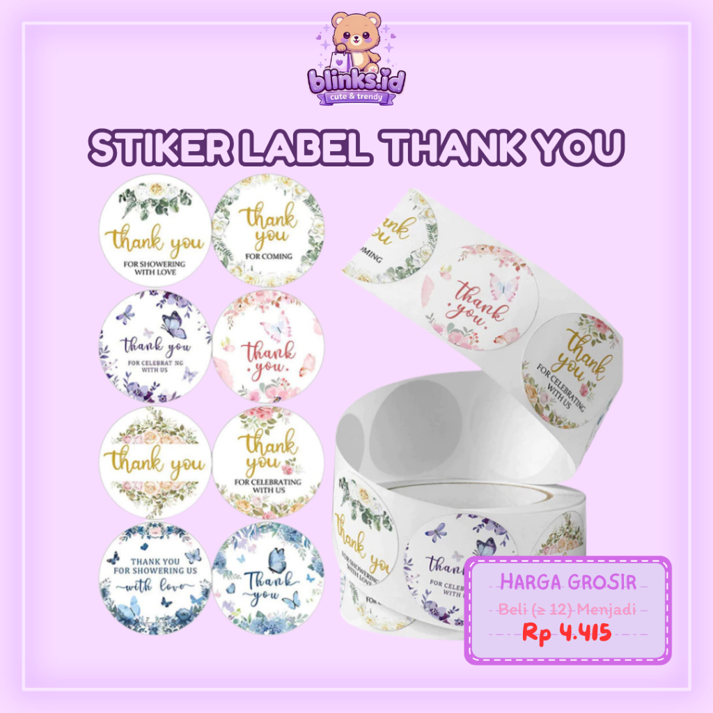 Jual Stiker Label Thank You / Sticker Roll 500 Pcs Ukuran 2,5 CM Stiker ...