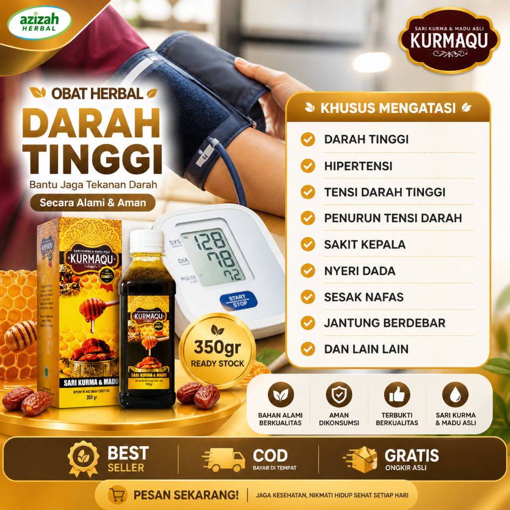 Obat Darah Tinggi PALING AMPUH Namun Setiap Orang Hasilnya BerbedaHipertensi Sakit Kepala Nyeri Dada Penurun Tensi Darah Herbal Kurmaqu Dan Madu Asli
