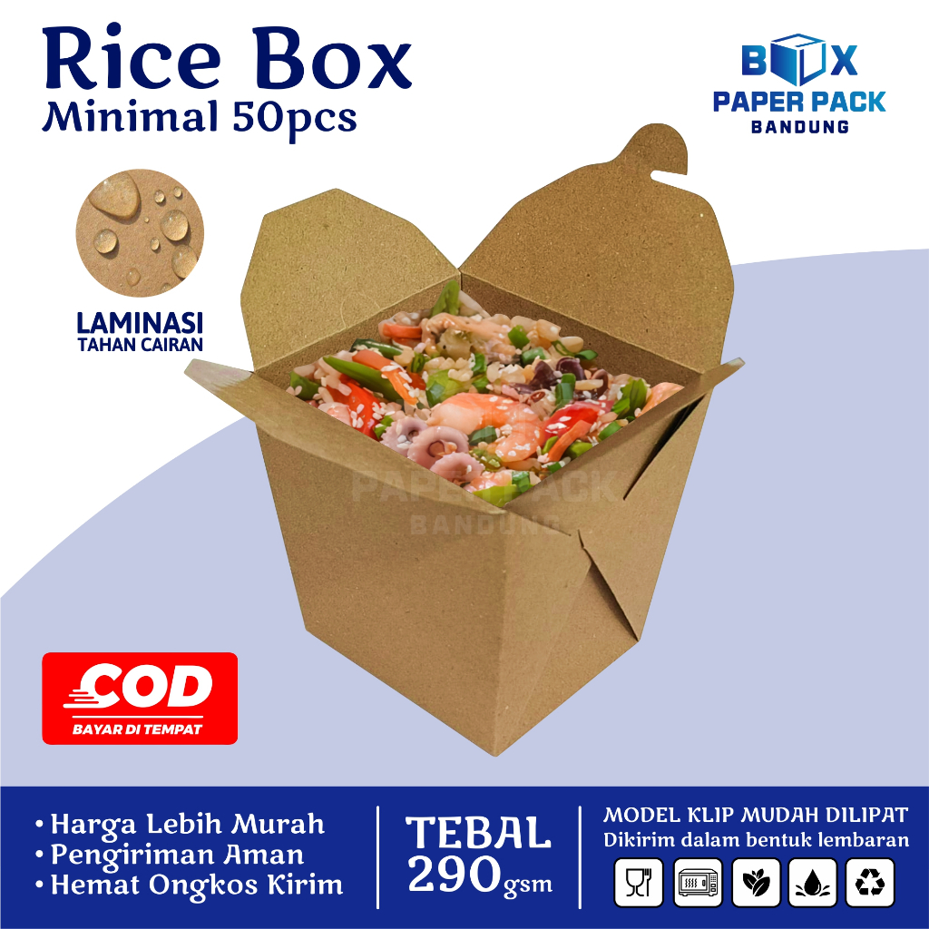 Jual Rice Box Paper Size L Dus Rice Bowl makanan Take away Grosir ...