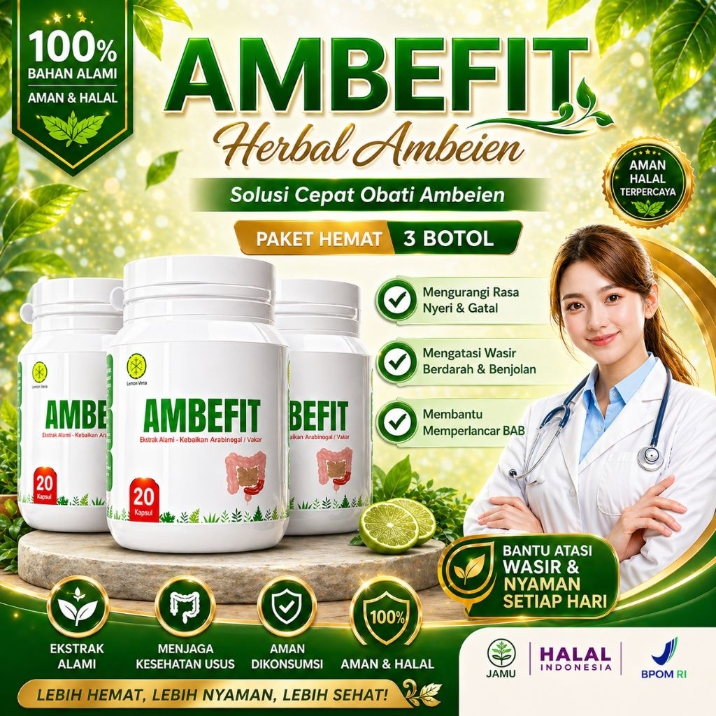 [PAKET 3 BOTOL] Ambefit Suplemen Ambeien | Atasi Wasir, Nyeri & Benjolan | Herbal Alami Terpercaya Best Seller