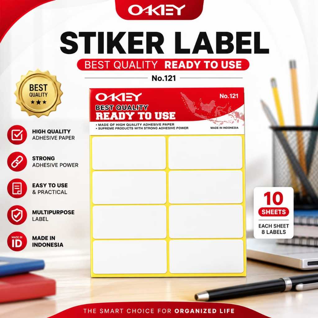 Jual Stiker Label No 121 Okey by Kiky Putih Polos 7Lembar 1Pack ...