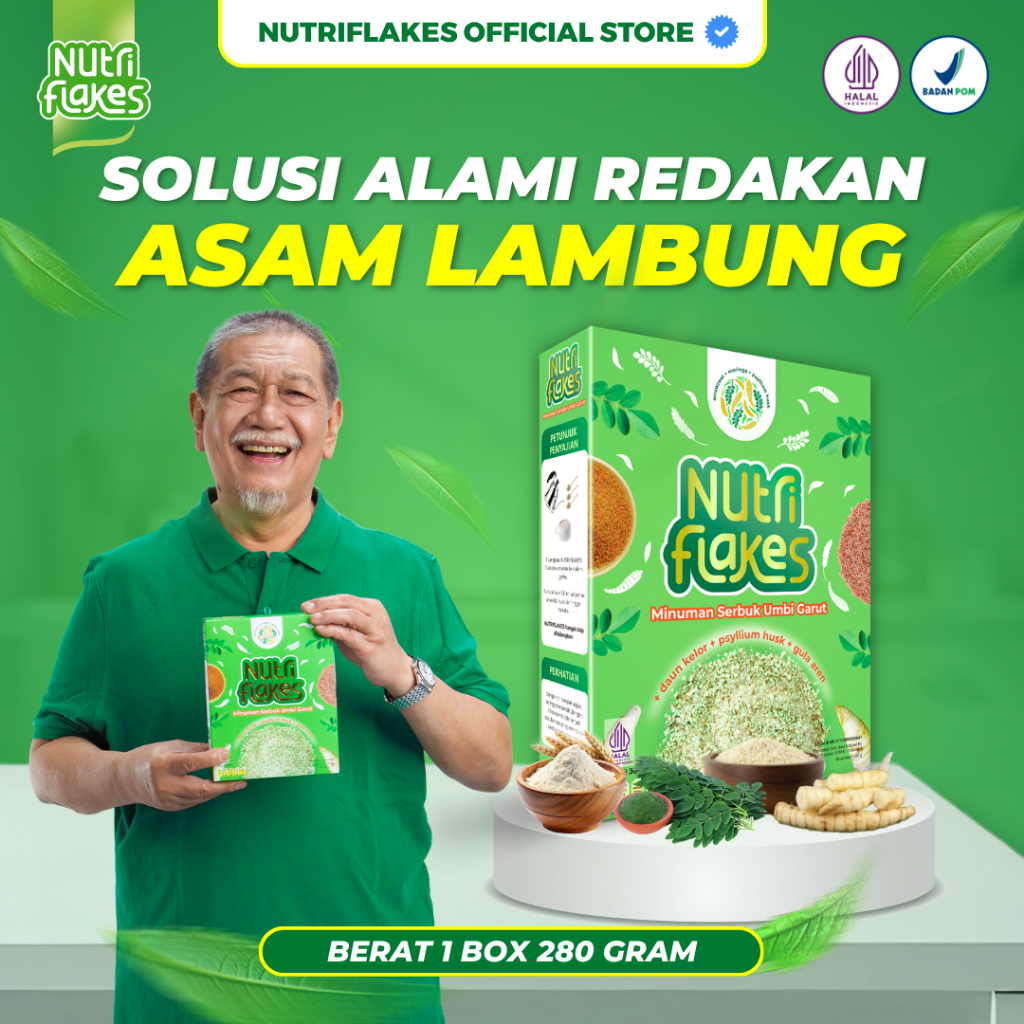 Nutriflakes Seral Umbi Garut Solusi Alami Redakan Asam Lambung 1 Box