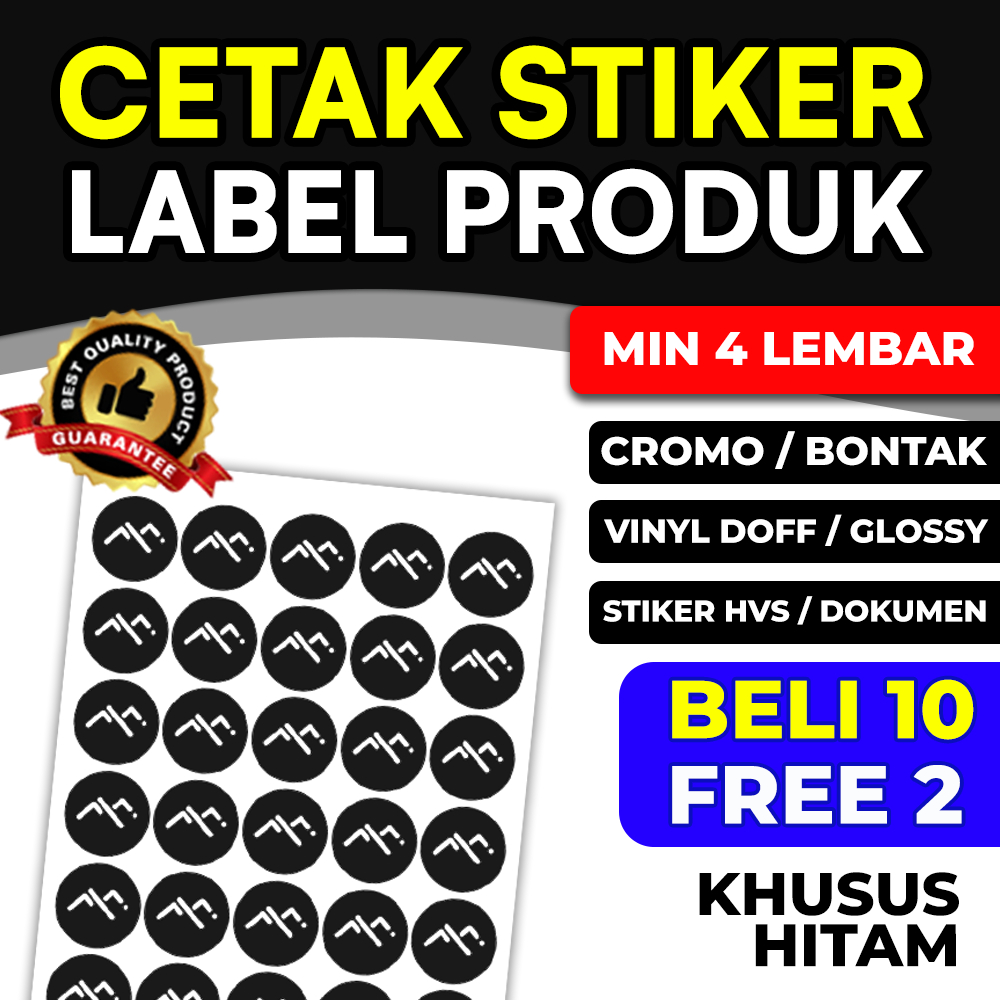 Jual CETAK STIKER LABEL PRODUK HITAM PUTIH / CROMO / HVS / VINYL ...