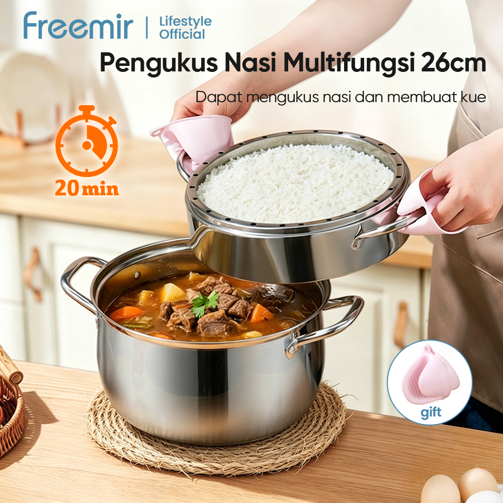Jual [LIVE] freemir lifestyle Panci Kukus Stainless Steel rice cooking ...