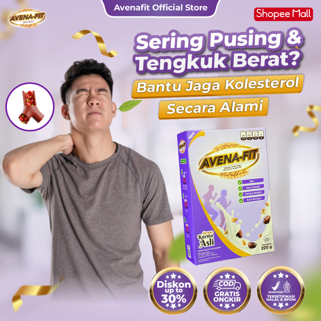 Sering Pusing & Tengkuk Berat? Itu Gejala Kolesterol. Avenafit Sereal Oat Bantu Turunkan Kolesterol - Paket 1 Box