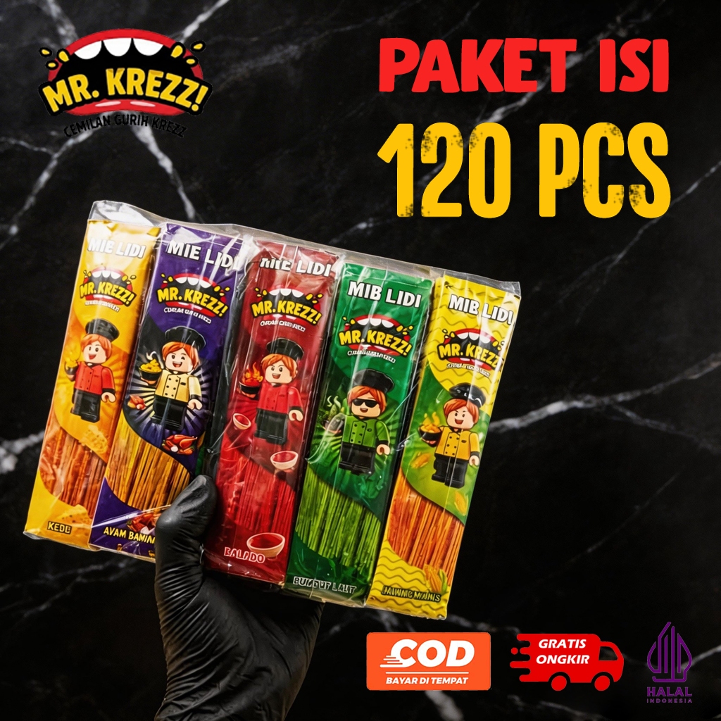 Jual MIE LIDI MRKREZZ 120PCS 6 RASA BALADO BARBEQUE RUMPUT LAUT KEJU ...
