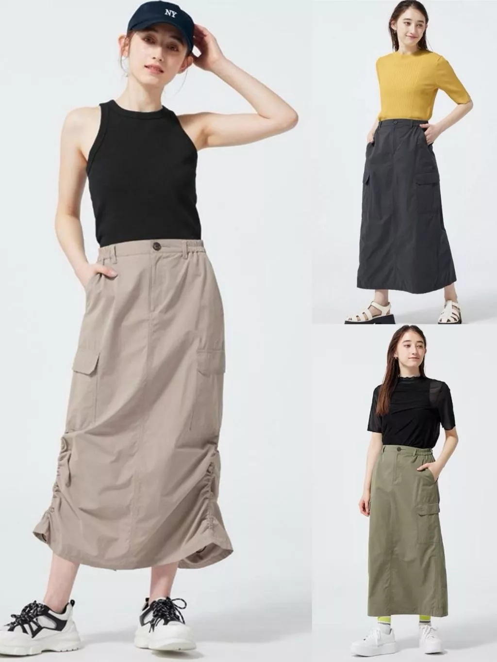 Rok Serut Panjang Wanita GU Cargo long Skirt - 2399